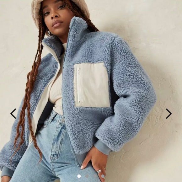 light blue sherpa cord mixed jacket - Picture 2 of 4